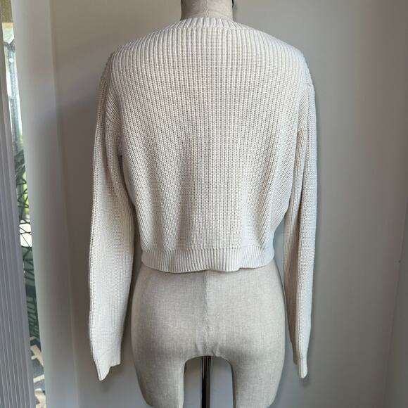 Brandy Melville Cropped Cream Cotton Blend Cardigan One Size - Picture 5 of 7